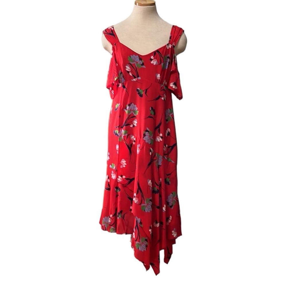 Anthropologie Nanette Lepore Winnie Open-Shoulder Floral Silk Dress, size 6